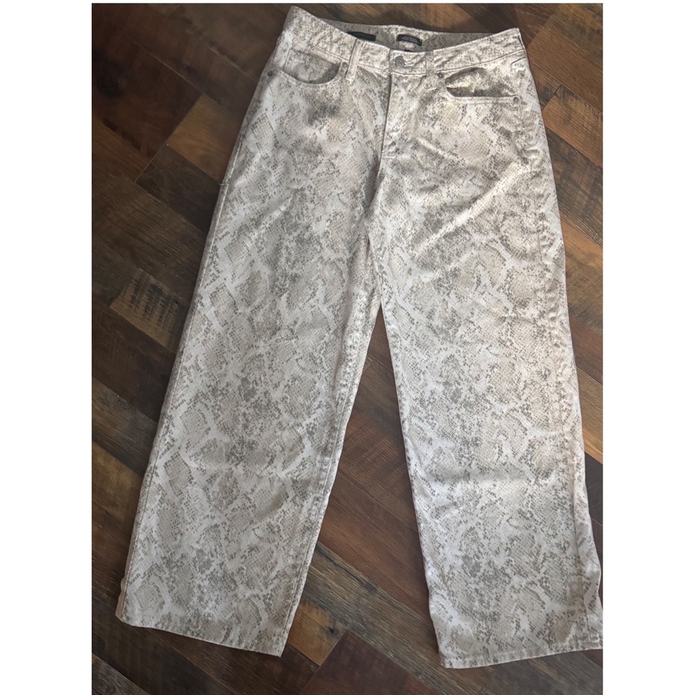 Wild Fable Wide Leg Snake Animal Print‎ Low Rise Baggy Jeans Size 8R Zip Button
